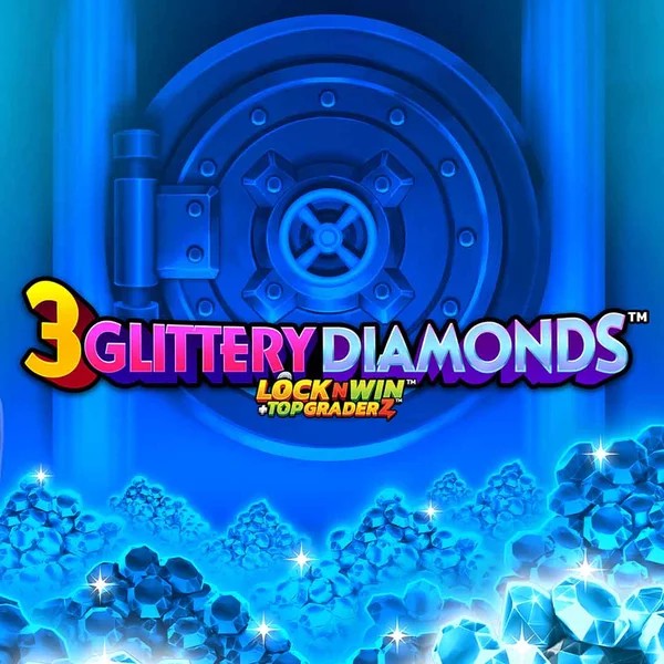 3 Glittery Diamonds slot logo by PearFiction Studios at LeoVegas Casino